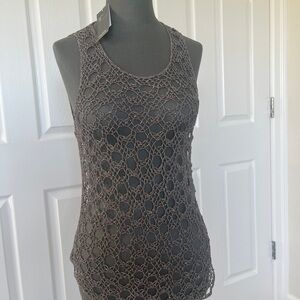New Eileen Fisher Crochet Tank Top - Taupe size L  new with tags $178 originally